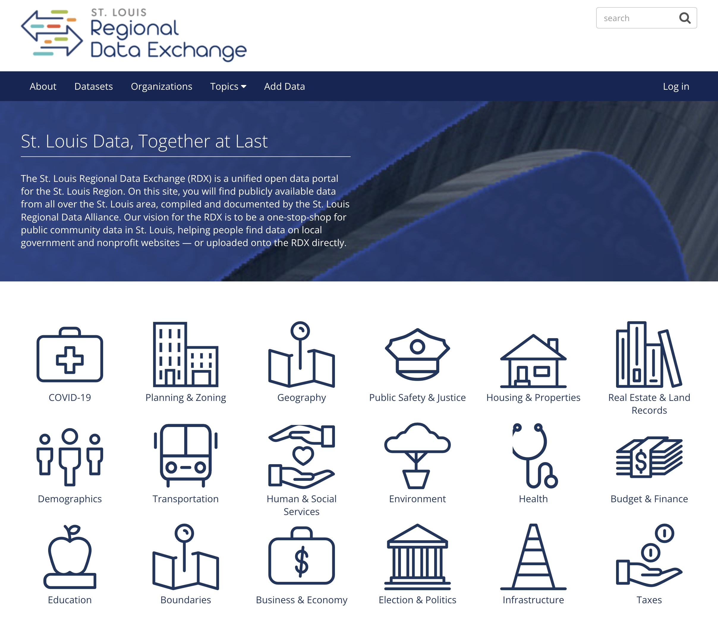 Homepage of the Regional Data Exchange