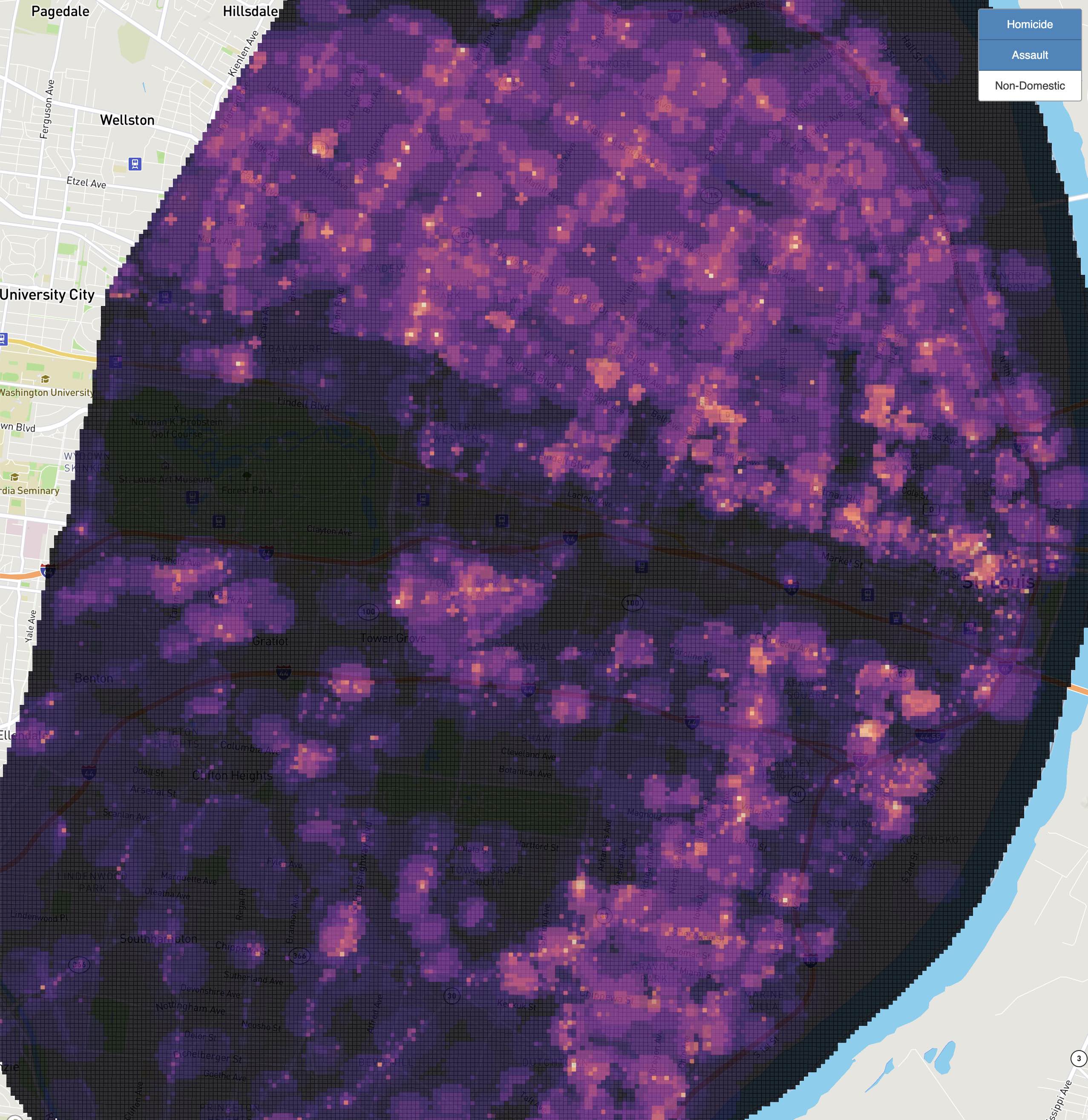 Map of Risk Terrain Model of Violent Crime in St. Louis